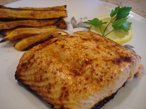 Baked Fish With Fries recipe at DesiRecipes