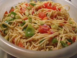 Veg Explodo Spaghetti at DesiRecipes.com