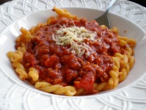 Spaghetti With Spicy Meat Sauce at DesiRecipes.com