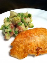 CHICKEN CUTLETS WITH POTATOES AND PEAS at DesiRecipes.com