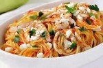 SPAGHETTI WITH CHICKEN AND VEGETABLES at DesiRecipes.com